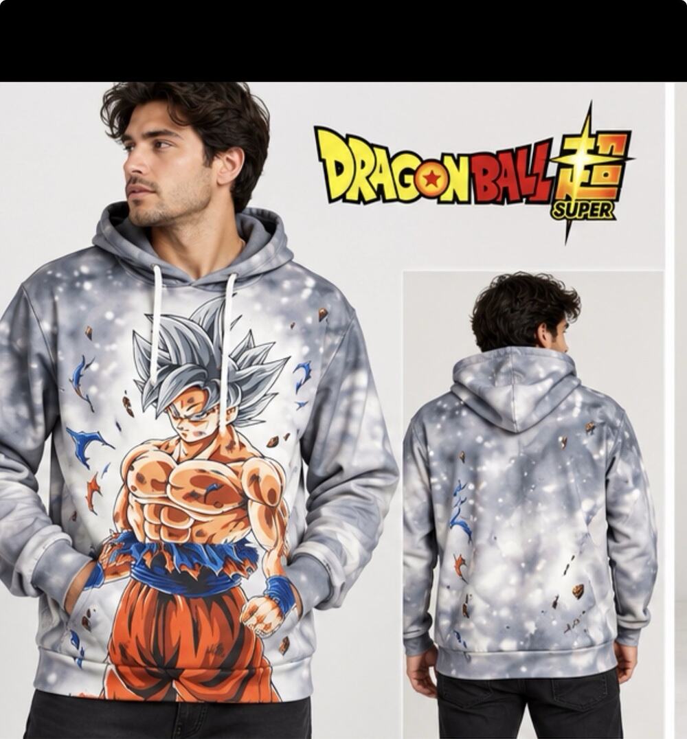 Dragon Ball Super Goku Hoodie Mens XXL Gray Anime Ultra Instinct Pullover